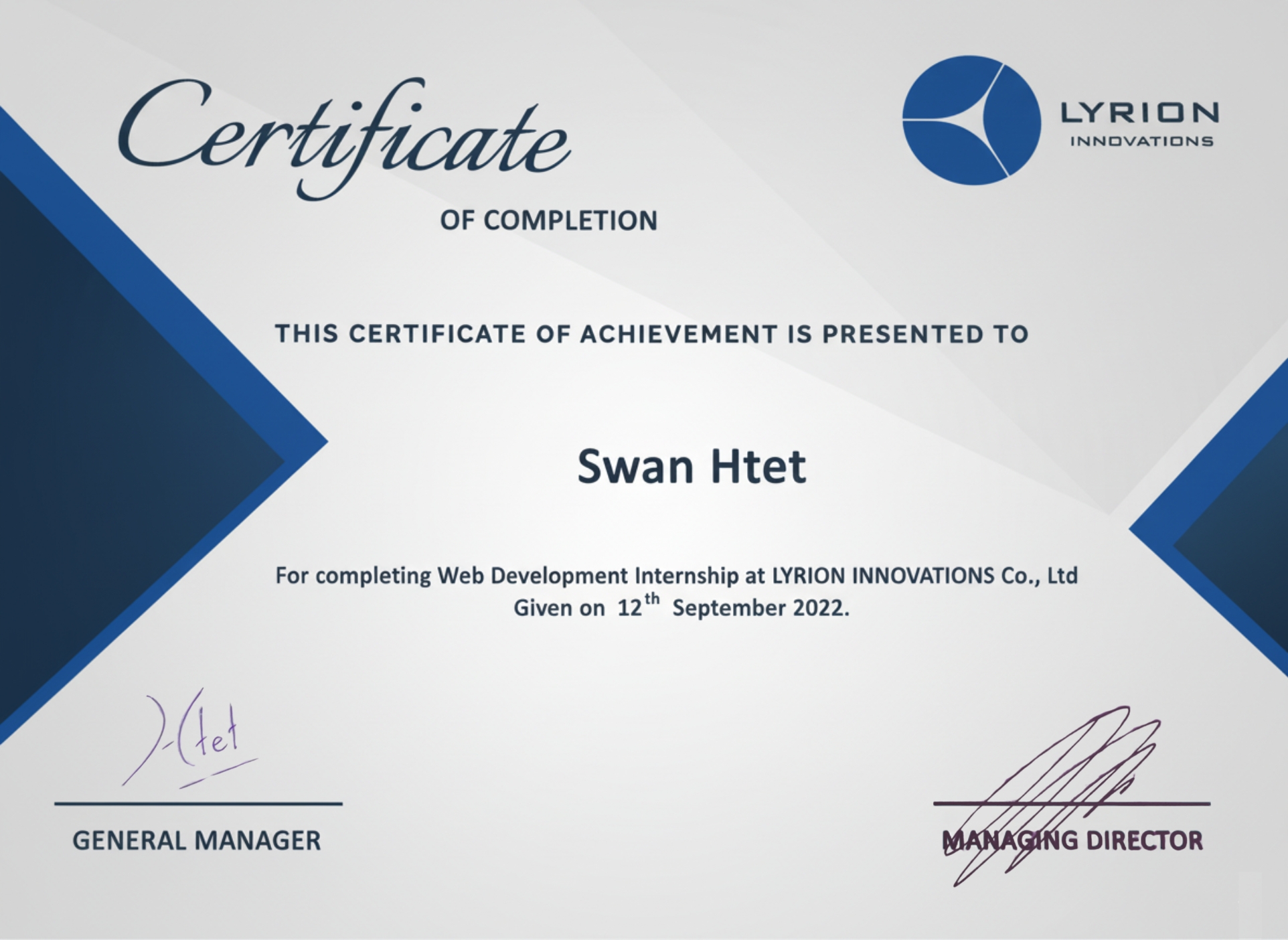 Internship Certificate